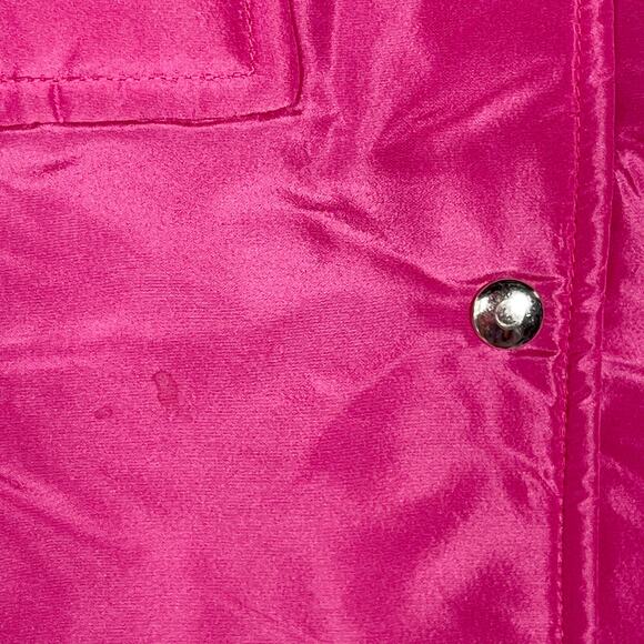 Kors Michael Kors Women L Hot Pink Vintage Snap Button Front Silk Jacket Quilted - Picture 5 of 6